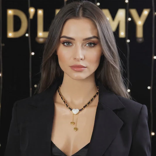 Love Heart Pearl Tassel Necklace for Women - 18k Gold Plated Stainless Steel