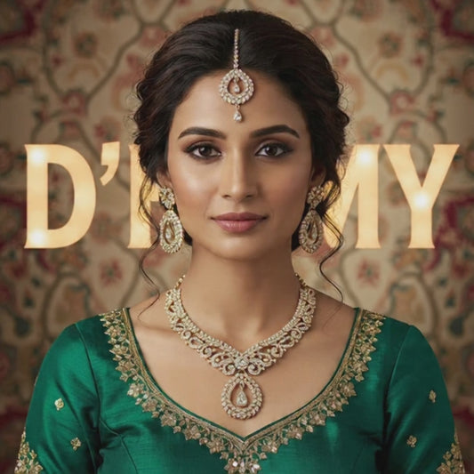 Baroque Crystal 3 Piece Bridal Earrings Necklace Jewelry Set