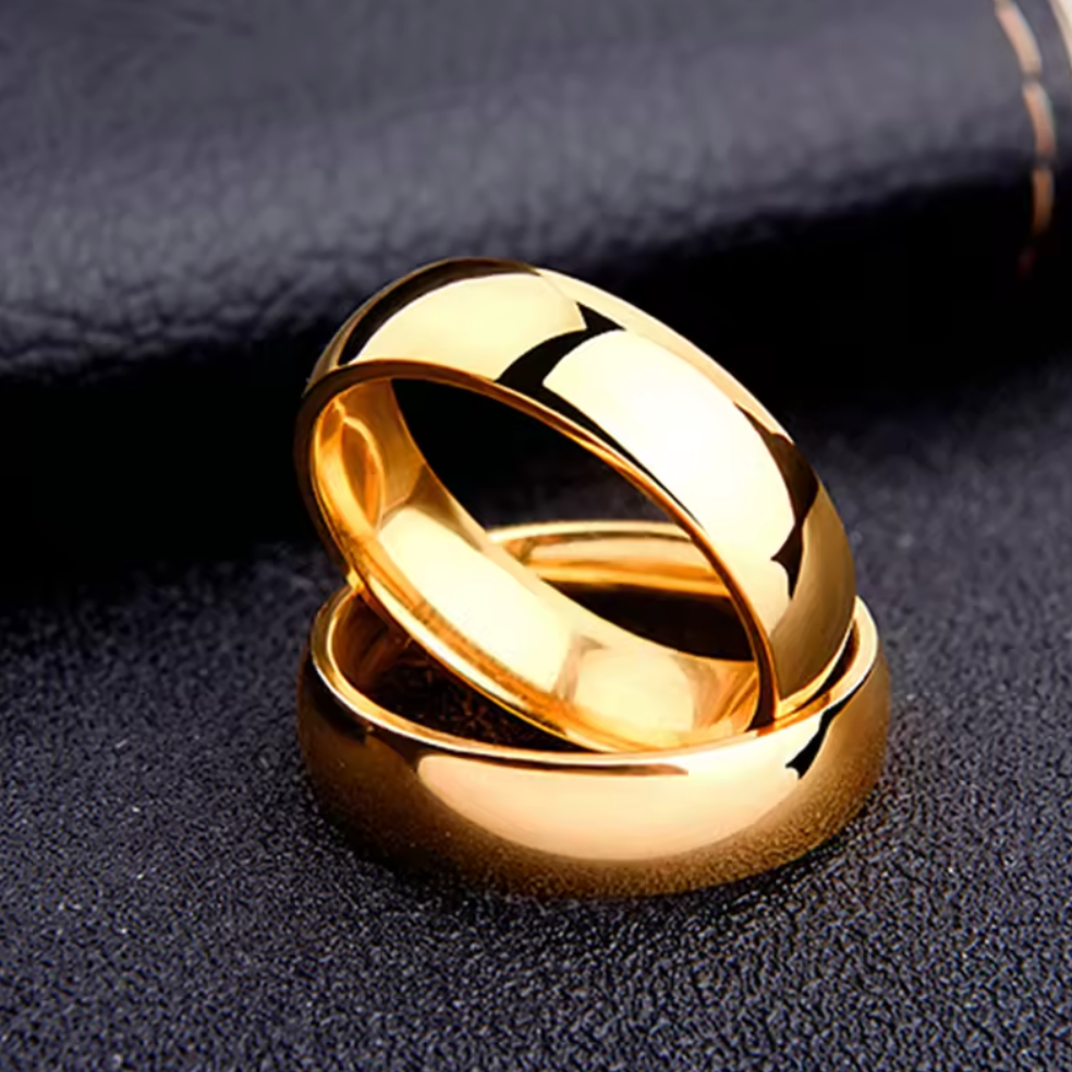 Unisex Band Rings - 18K Gold Plated Stainless Steel
